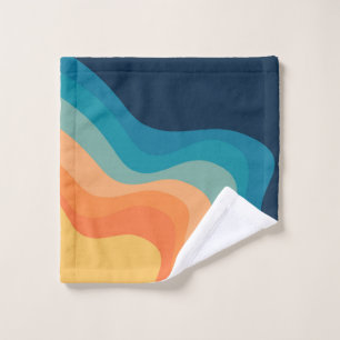 Retro style waves decoration bath towel set