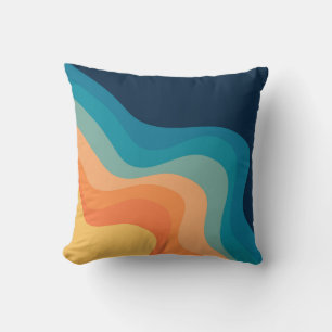 Retro style waves decoration cushion