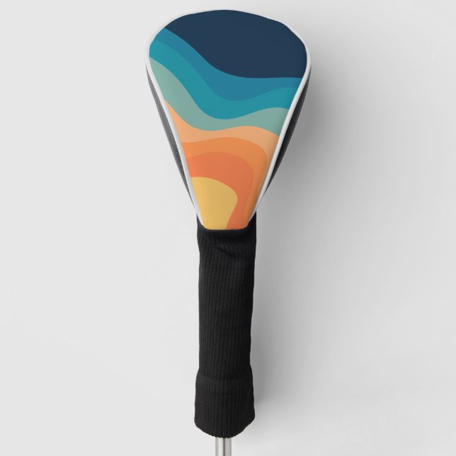 Retro style waves decoration golf head cover (Front)