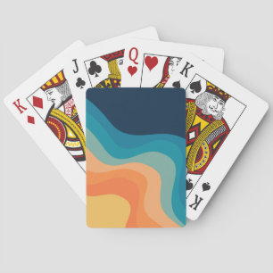Retro style waves decoration playing cards