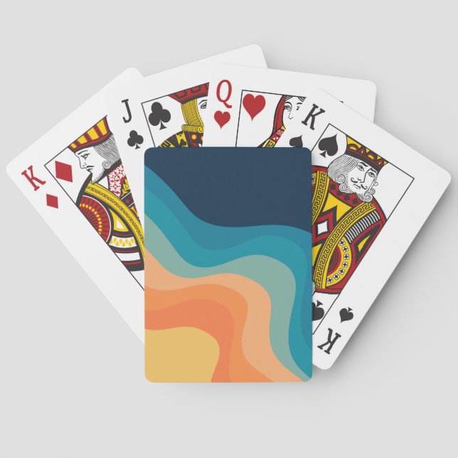 Retro style waves decoration playing cards (Back)