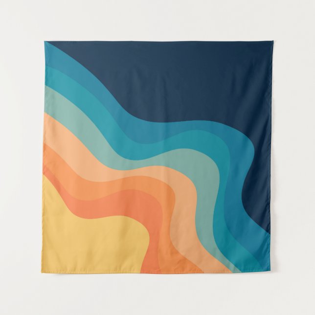 Retro style waves decoration tapestry (Front)
