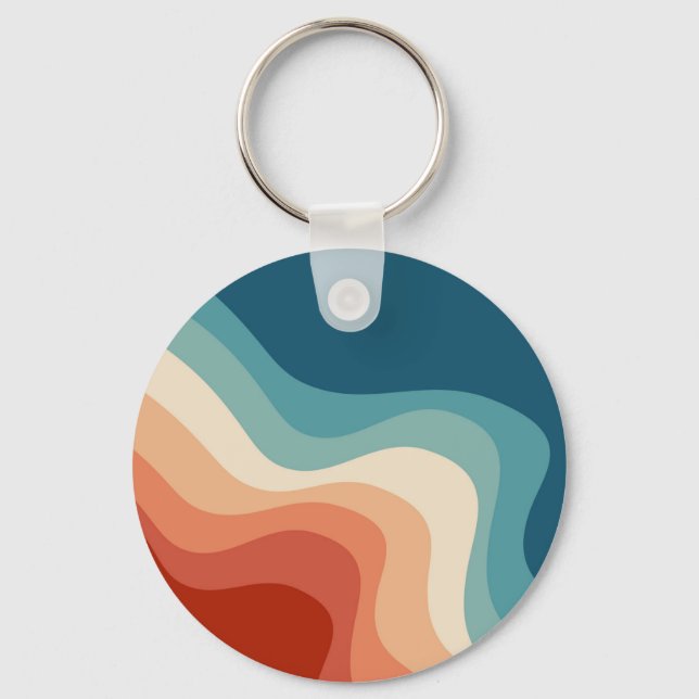 Retro style waves key ring (Front)