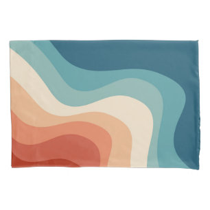 Retro style waves pillowcase