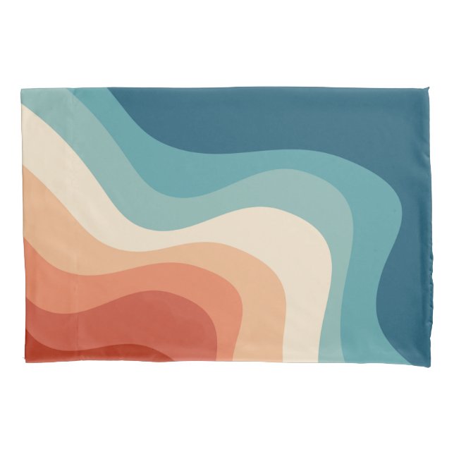 Retro style waves pillowcase (Front)