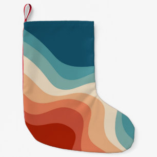 Retro style waves small christmas stocking