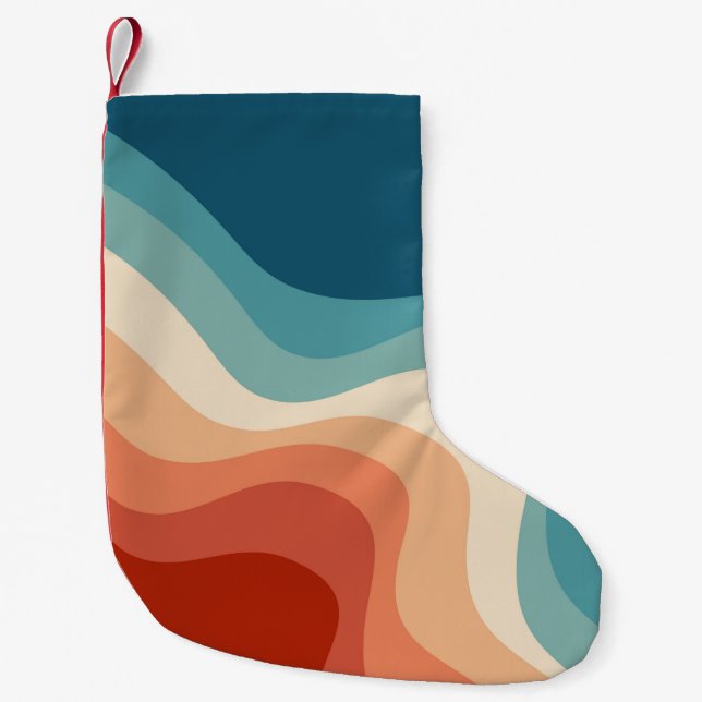 Retro style waves small christmas stocking (Front)