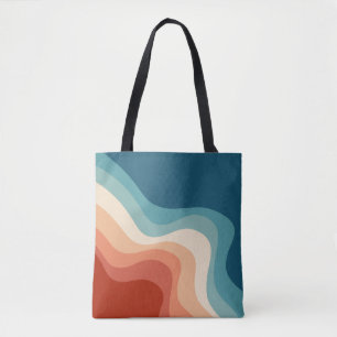 Retro style waves tote bag