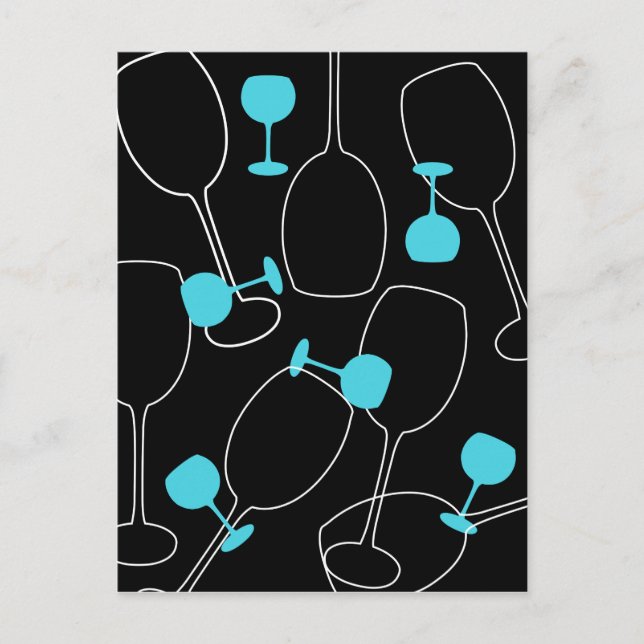 Retro style wine glass design postcard (Front)