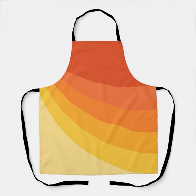 Retro style yellow and orange sun rays design apron (Front)