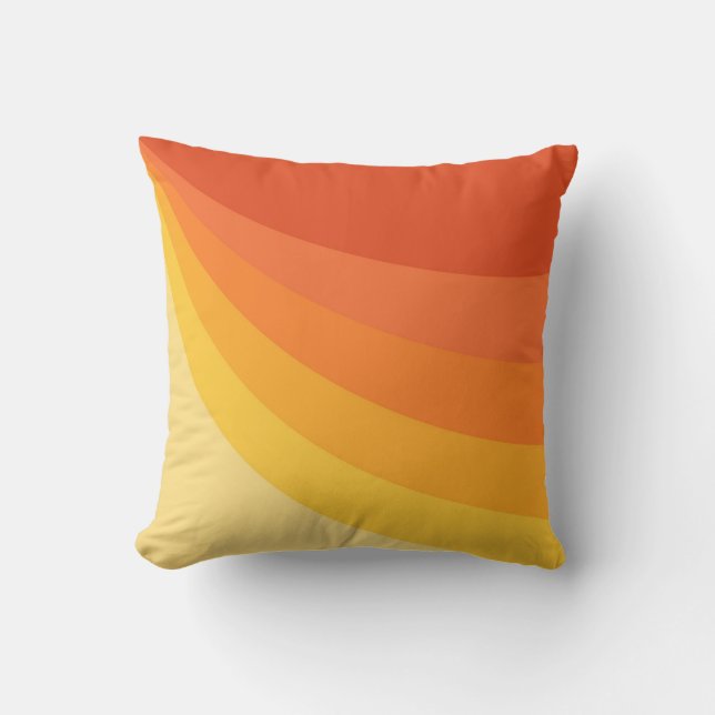 Retro style yellow and orange sun rays design cushion (Front)