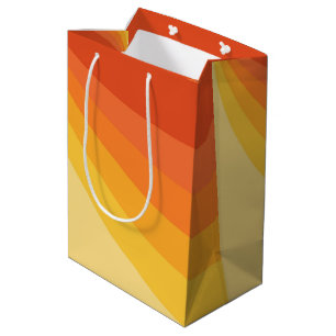 Retro style yellow and orange sun rays design medium gift bag