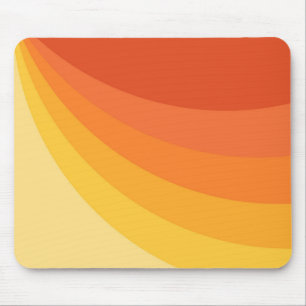 Retro style yellow and orange sun rays design mouse pad