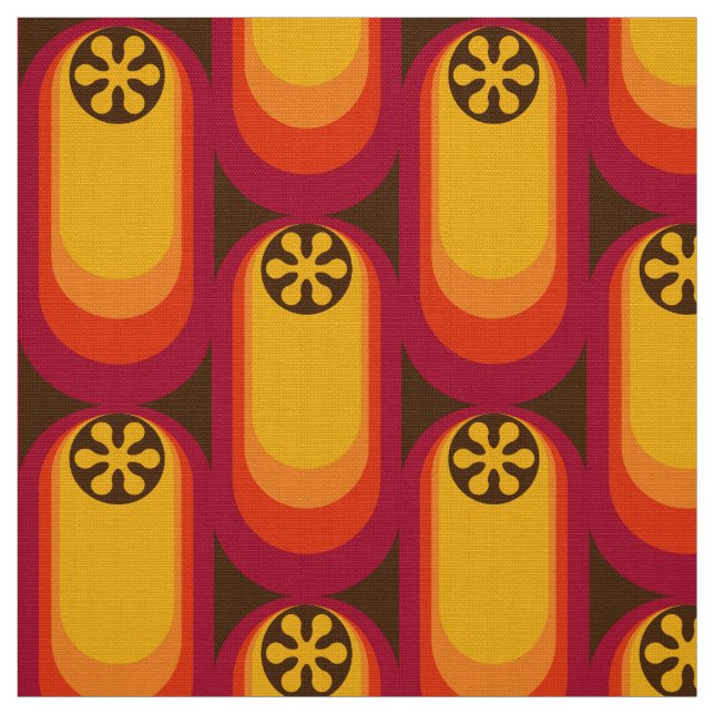 Retro styled 60s 70s pattern fabric (Swatch)
