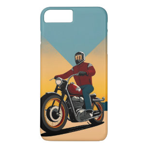Retro Styled Motorcycle Rider in Scenic Sunset iPhone 8 Plus/7 Plus Case