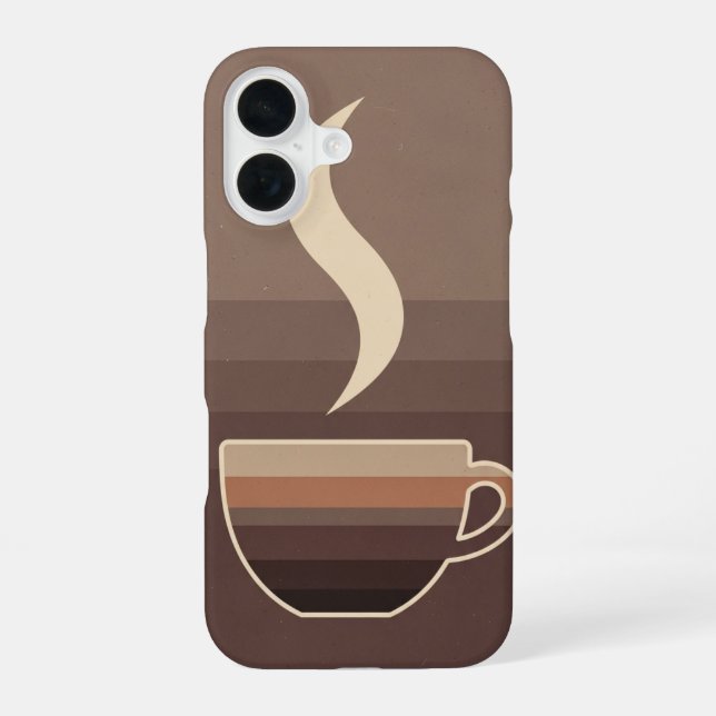 Retro Stylised Coffee Cup Art iPhone 16 Case (Back)