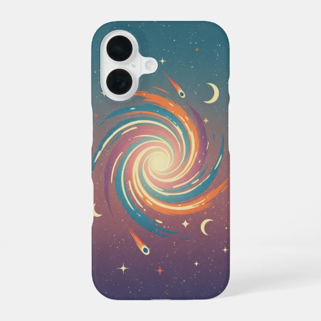 Retro Stylised Cosmic Cloud iPhone 16 Case (Back)