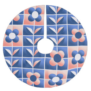 Retro stylised flowers: mosaic pattern. brushed polyester tree skirt