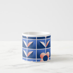 Retro stylised flowers: mosaic pattern. espresso cup