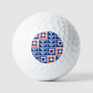 Retro stylised flowers: mosaic pattern. golf balls