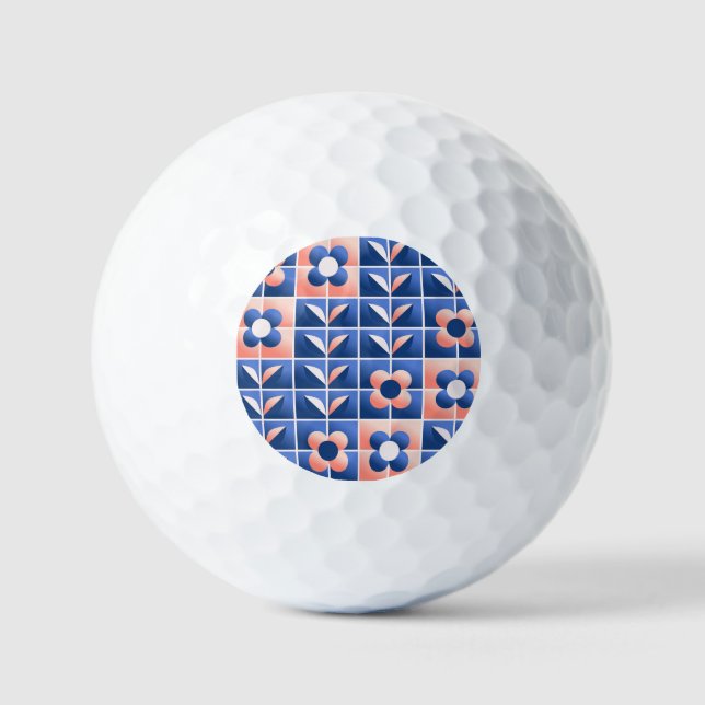 Retro stylised flowers: mosaic pattern. golf balls (Front)