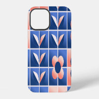 Retro stylised flowers: mosaic pattern.