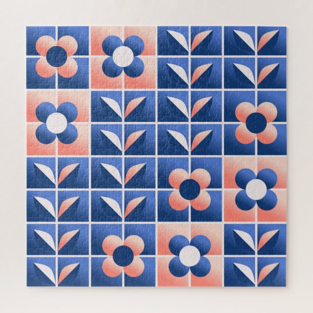 Retro stylised flowers: mosaic pattern. jigsaw puzzle (Vertical)