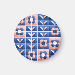 Retro stylised flowers: mosaic pattern. magnet