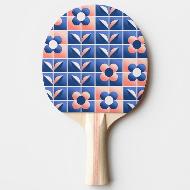 Retro stylised flowers: mosaic pattern. ping pong paddle (Front)