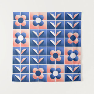 Retro stylised flowers: mosaic pattern. tapestry