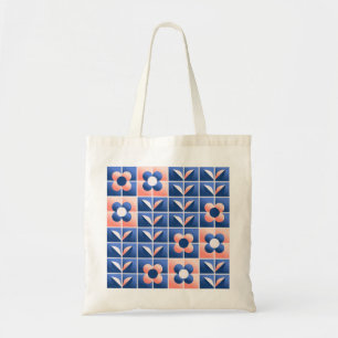 Retro stylised flowers: mosaic pattern. tote bag