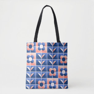 Retro stylised flowers: mosaic pattern. tote bag