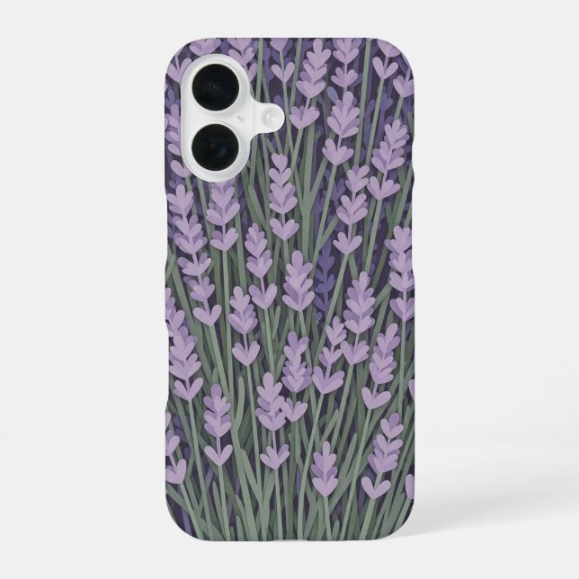 Retro Stylised Lavender Bunch iPhone 16 Case (Back)