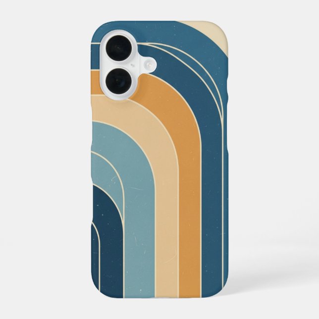 Retro Stylised Waves iPhone 16 Case (Back)
