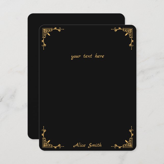 Retro Stylish Black Flat Note Card (Front/Back)