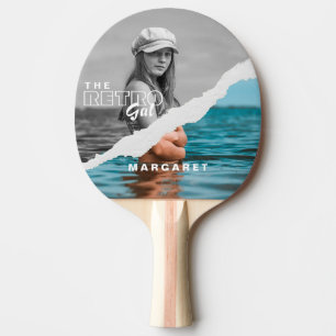 Retro Stylish Black & White Portrait Photo Display Ping Pong Paddle