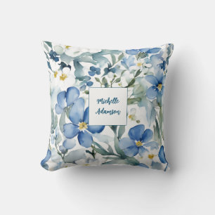 Retro Stylish Elegant Plain Flowers Your Name Cushion