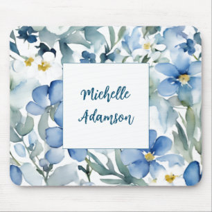 Retro Stylish Elegant Plain Flowers Your Name Mouse Pad