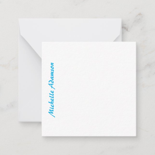 Retro Stylish Elegant Plain Sky Blue White Card (Front)