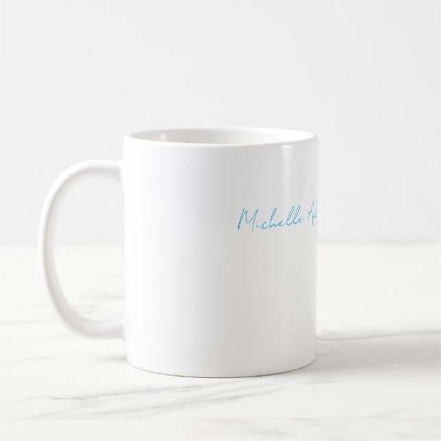 Retro Stylish Elegant Plain Sky Blue White Coffee Mug (Left)