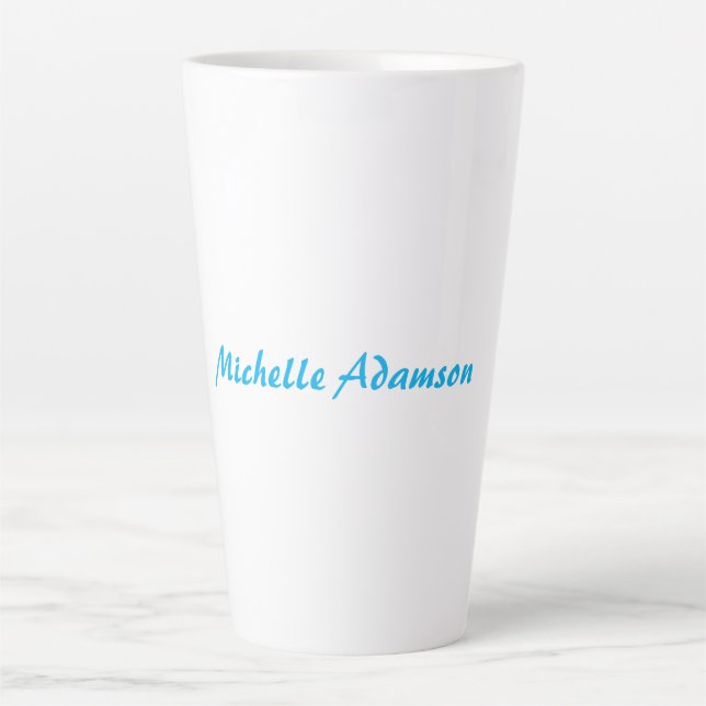 Retro Stylish Elegant Plain Sky Blue White Latte Mug (Front)
