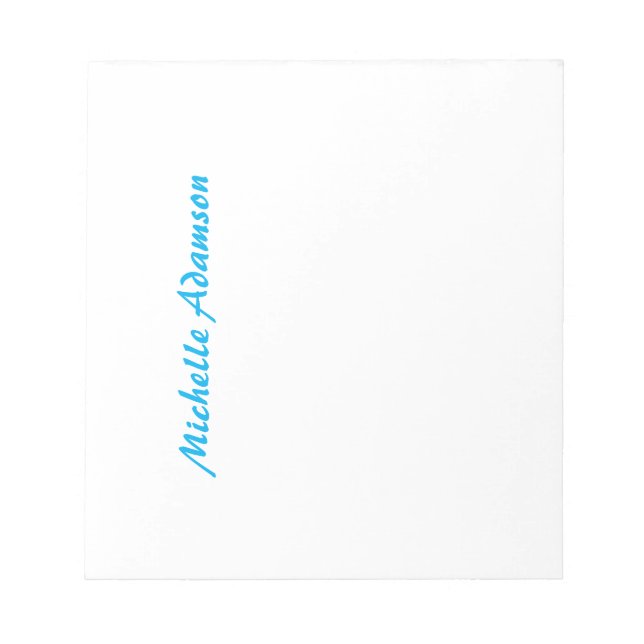 Retro Stylish Elegant Plain Sky Blue White Notepad (Front)