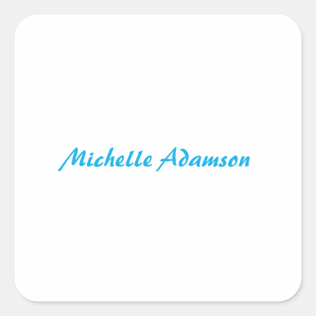 Retro Stylish Elegant Plain Sky Blue White Square Sticker (Front)