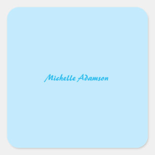 Retro Stylish Elegant Plain Sky Blue White Square Sticker