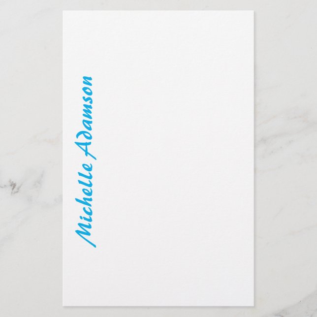 Retro Stylish Elegant Plain Sky Blue White Stationery (Front)