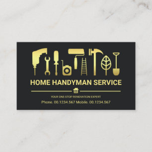 Retro Stylish Gold Handyman Tools #ZazzleMade Business Card