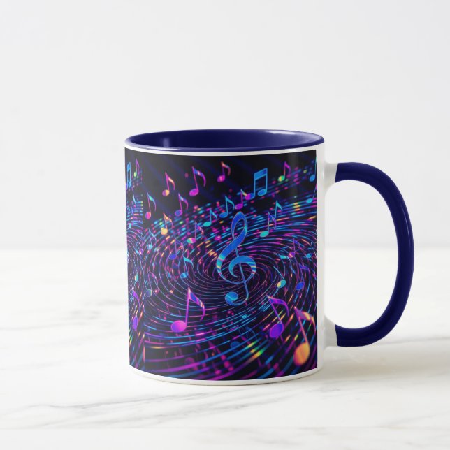Retro Stylish Musical Notes Mug (Right)