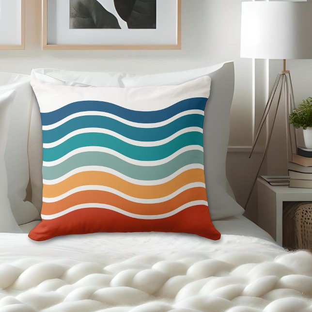 Retro Stylish Wavy Stripes Pattern Cushion (Creator Uploaded)
