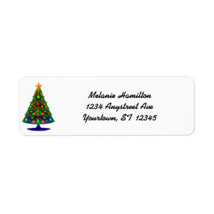 Retro Stylized Christmas Tree Return Address Label