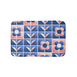 Retro stylized flowers: mosaic pattern. bath mat